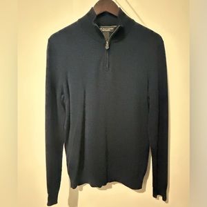 Men’s Navy Quarter-Zip Merino Wool Sweater - Bloomingdale’s - Size Small